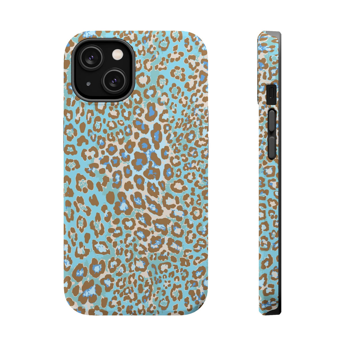 Faded Blue Leopard MagSafe Tough iPhone Case