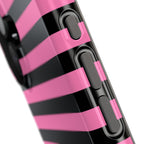 Pink and Black Stripes Tough iPhone Case