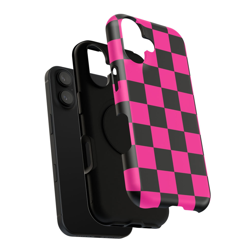 Pink Grid Tough iPhone Case