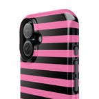 Pink and Black Stripes Tough iPhone Case