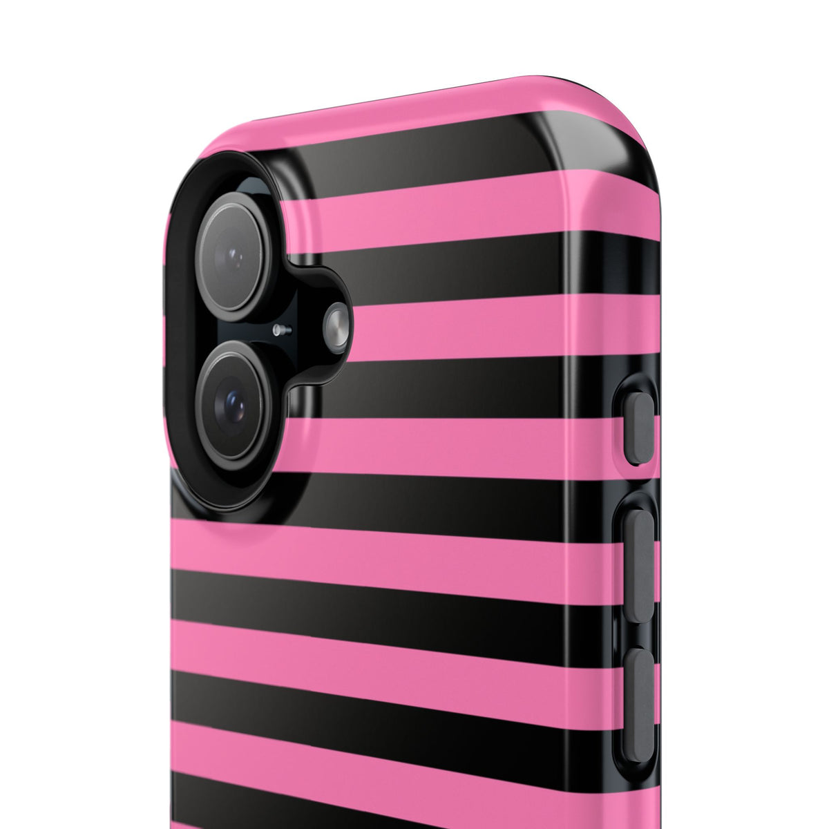 Pink and Black Stripes Tough iPhone Case
