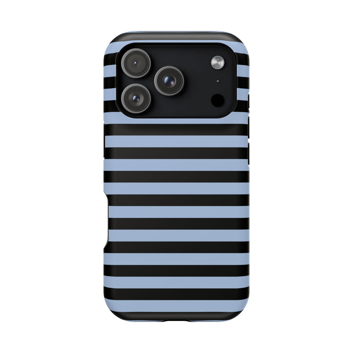 Faded Blue and Black Stripes MagSafe Tough iPhone Case