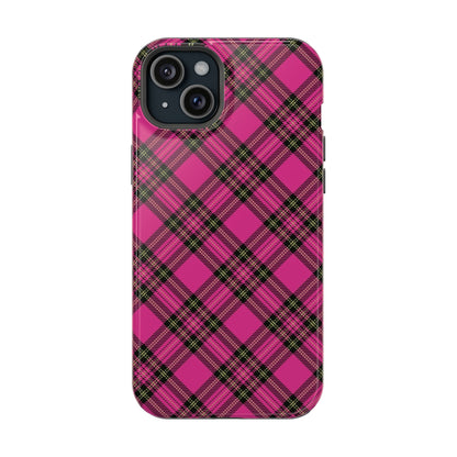 Pink Tartan MagSafe Tough iPhone Case