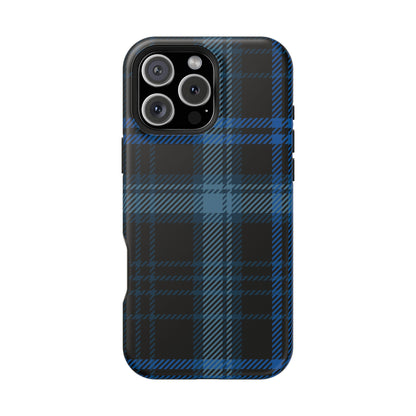 Blue Plaid MagSafe Tough iPhone Case