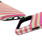 Pink and Green Stripes Tough iPhone Case