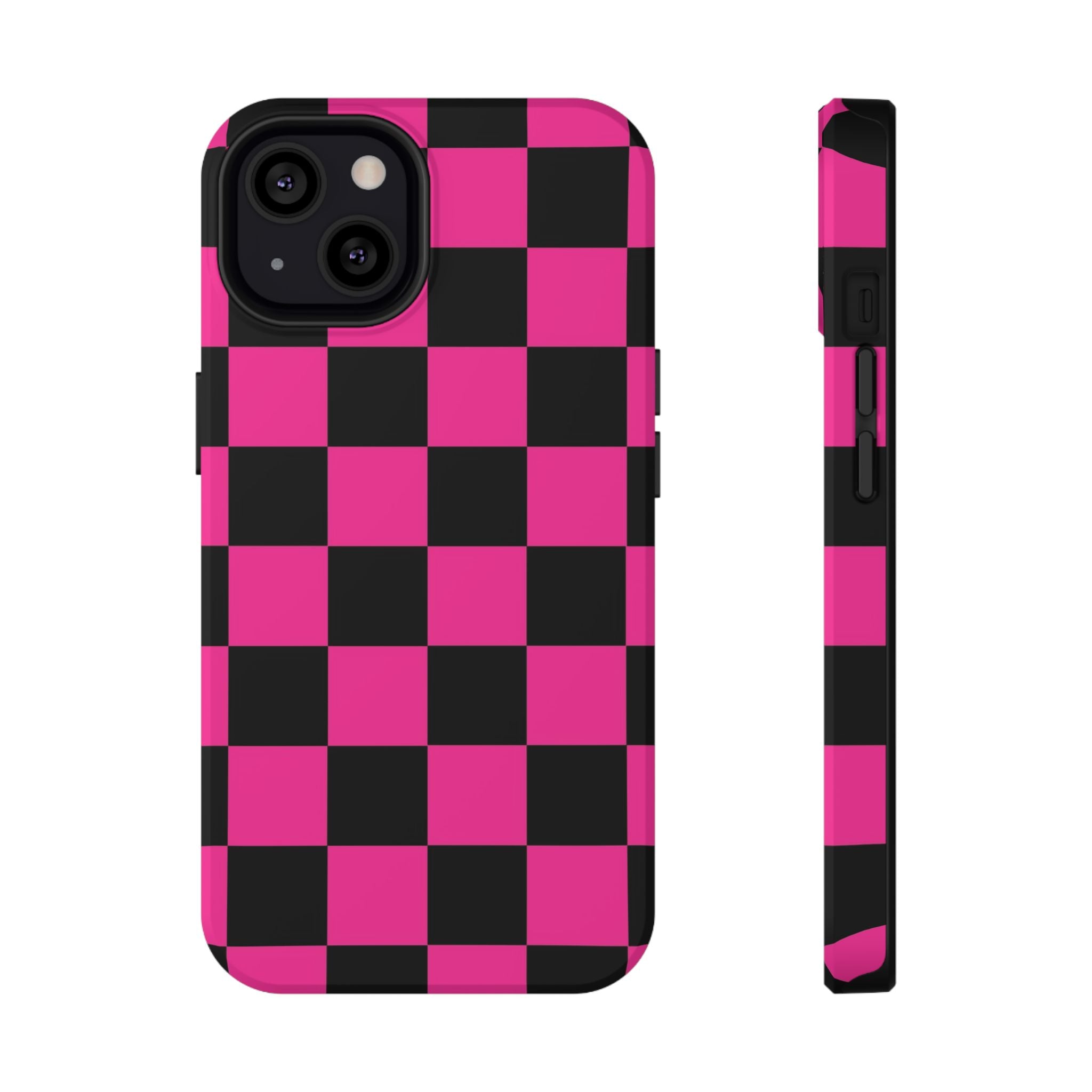 Pink Grid Tough iPhone Case