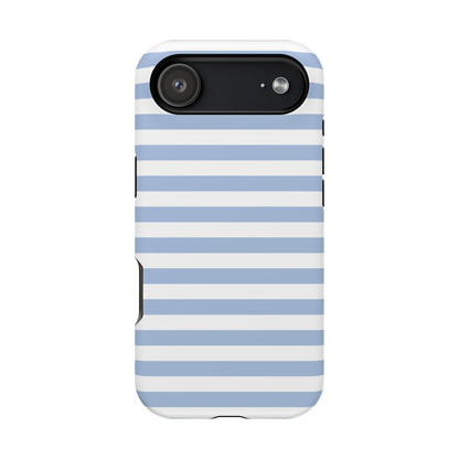 White and Blue Stripes MagSafe Tough iPhone Case