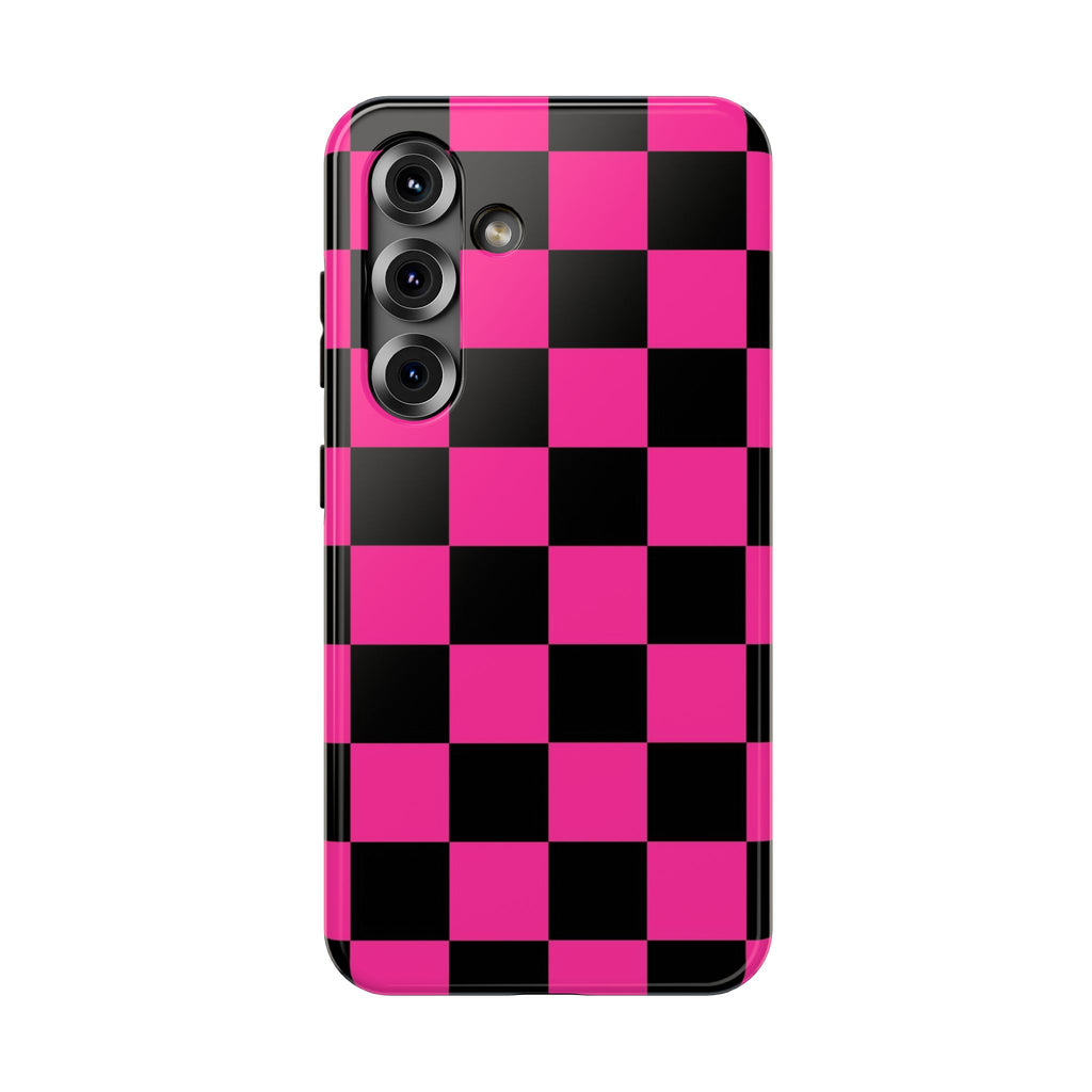 Pink Grid Tough Samsung Case