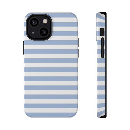 White and Blue Stripes MagSafe Tough iPhone Case