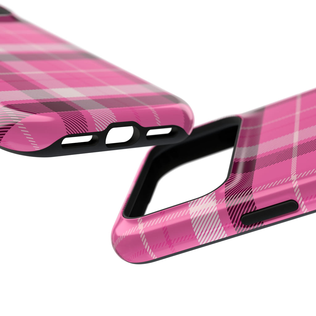 Pink Plaid Tough iPhone Case