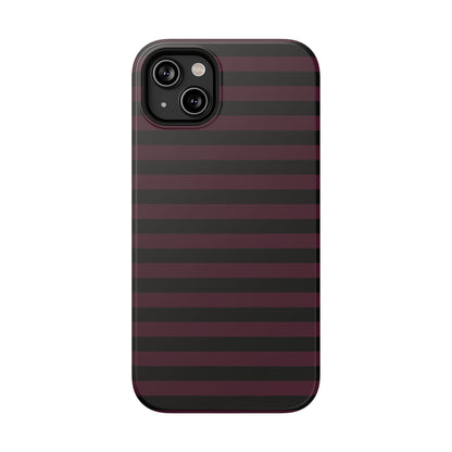 Burgundy and Black Stripes MagSafe Tough iPhone Case