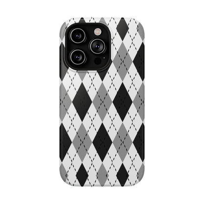 Monochrome Argyle MagSafe Tough iPhone Case