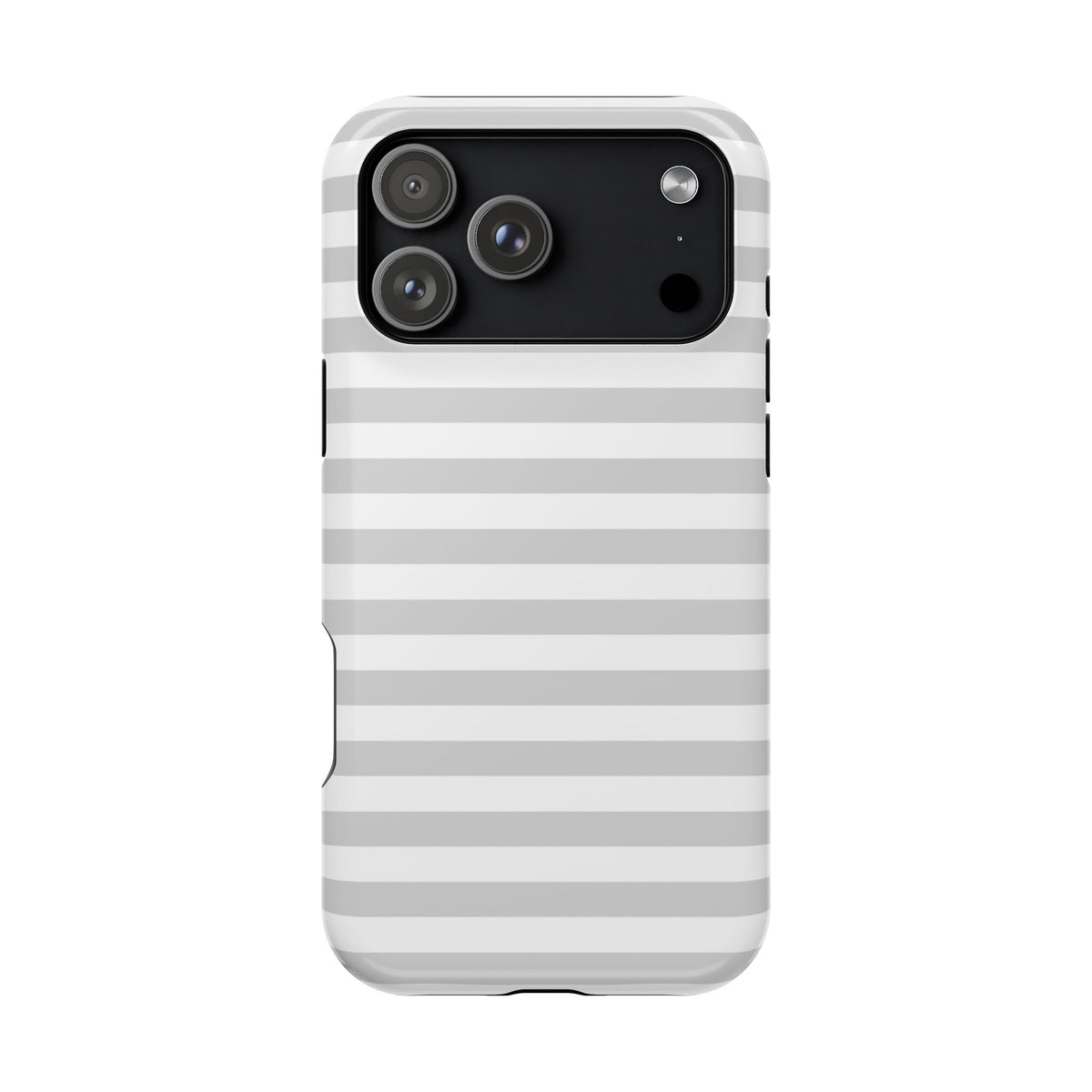 White and Grey Stripes MagSafe Tough iPhone Case