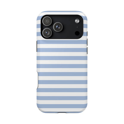 White and Blue Stripes MagSafe Tough iPhone Case