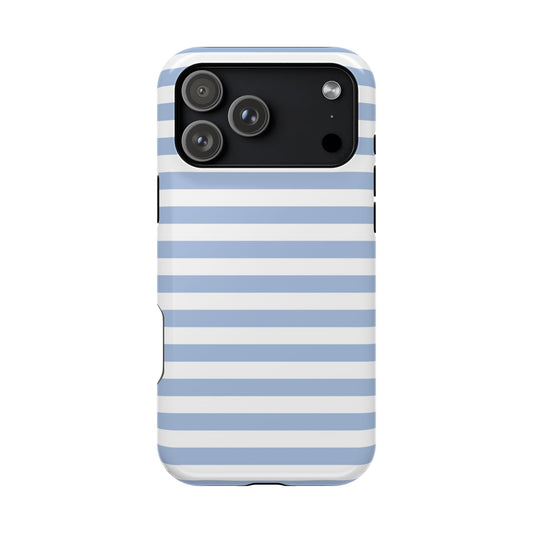 White and Blue Stripes MagSafe Tough iPhone Case