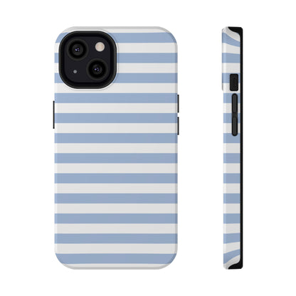 White and Blue Stripes MagSafe Tough iPhone Case