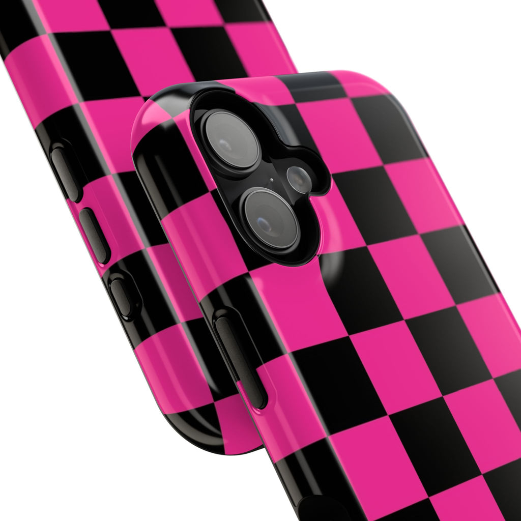 Pink Grid Tough iPhone Case