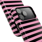 Light Pink and Black Stripes Tough iPhone Case