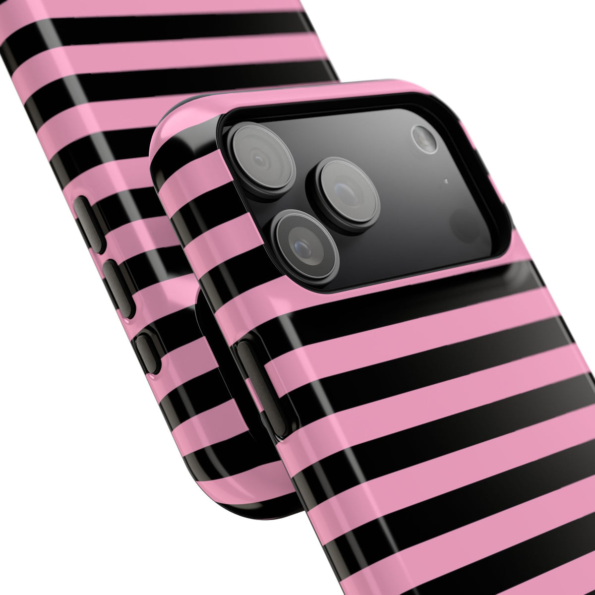 Light Pink and Black Stripes Tough iPhone Case