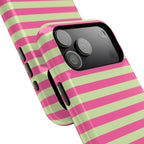 Pink and Green Stripes Tough iPhone Case