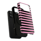 Light Pink and Black Stripes Tough iPhone Case