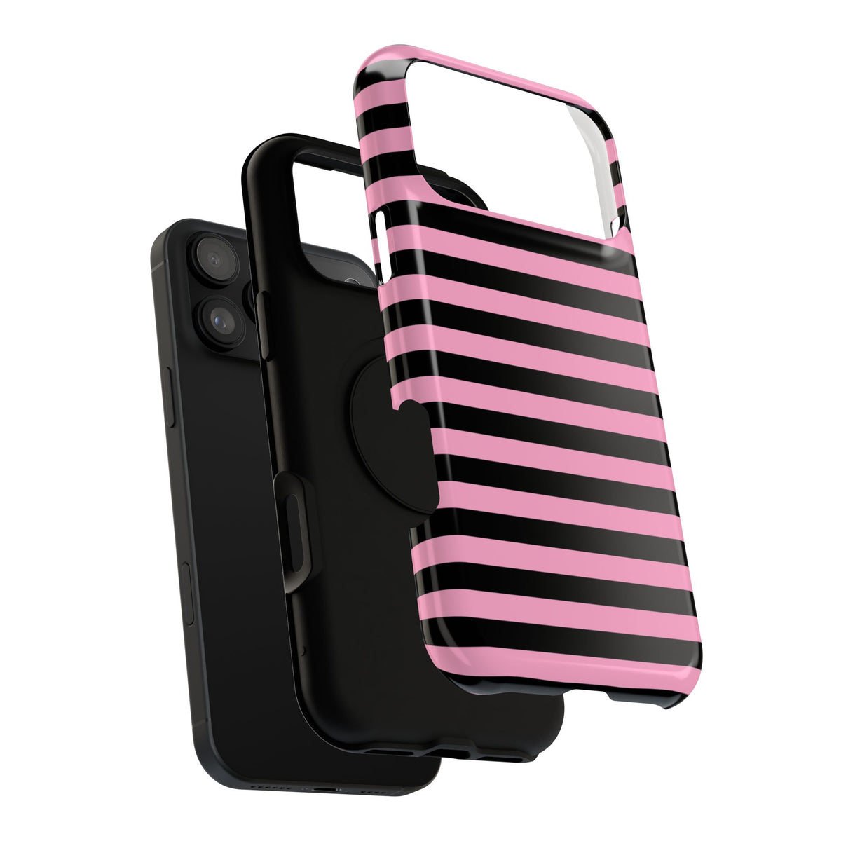 Light Pink and Black Stripes Tough iPhone Case