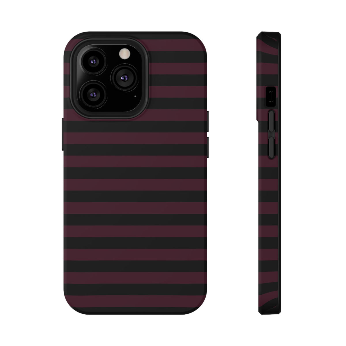 Burgundy and Black Stripes MagSafe Tough iPhone Case