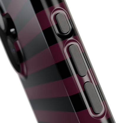 Burgundy and Black Stripes MagSafe Tough iPhone Case
