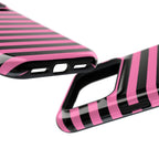 Pink and Black Stripes Tough iPhone Case