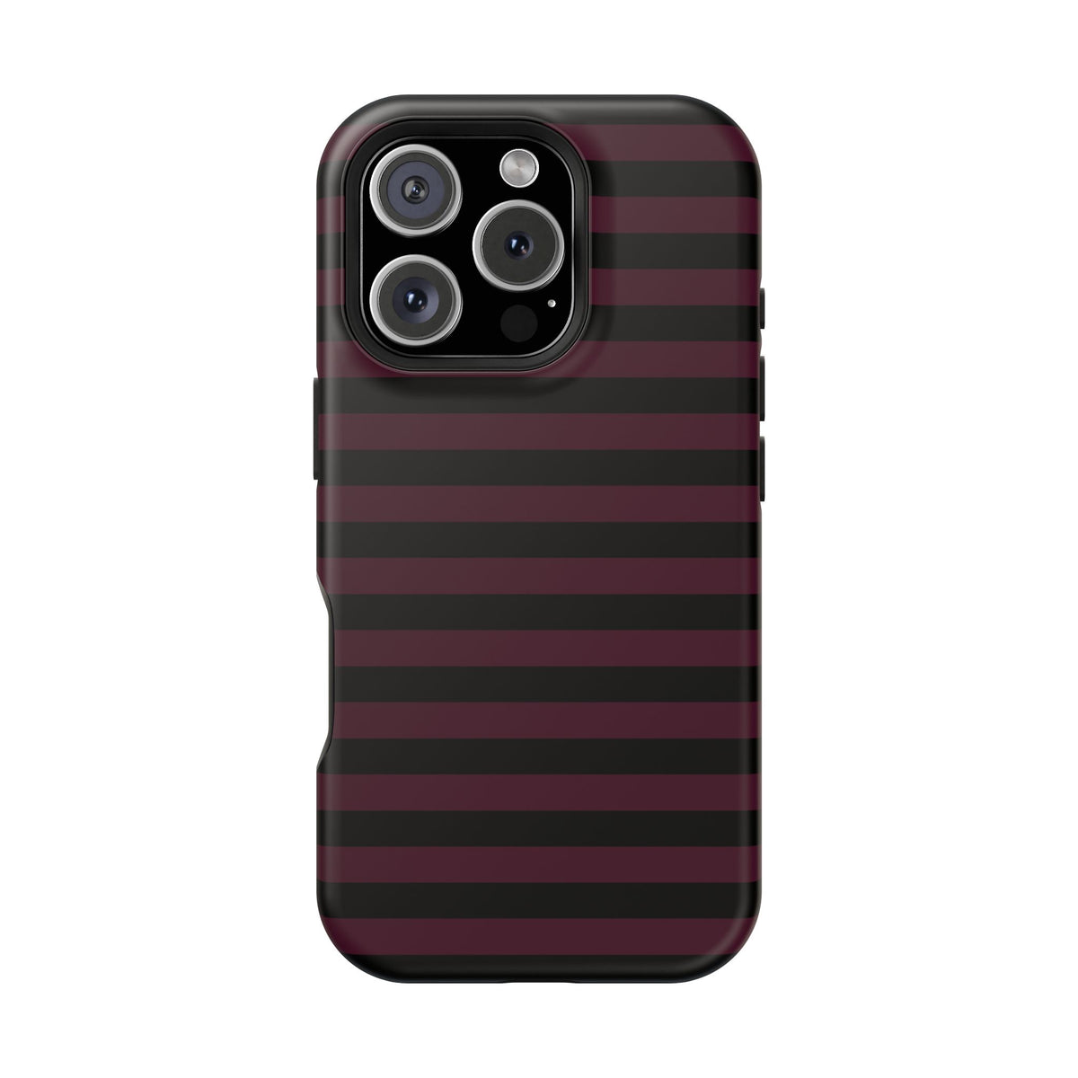 Burgundy and Black Stripes MagSafe Tough iPhone Case