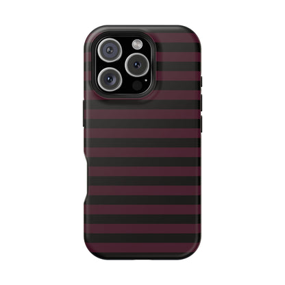 Burgundy and Black Stripes MagSafe Tough iPhone Case