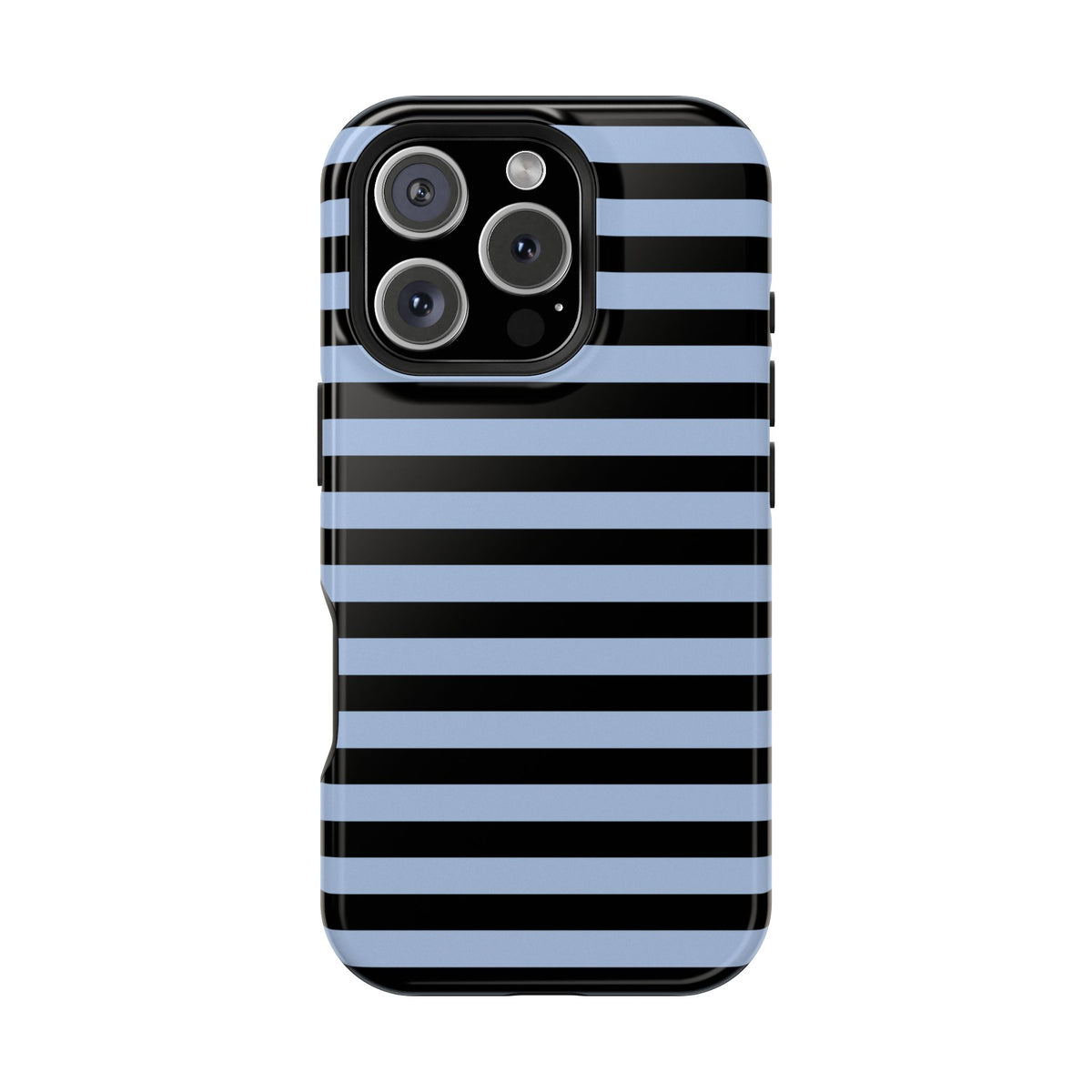 Faded Blue and Black Stripes MagSafe Tough iPhone Case