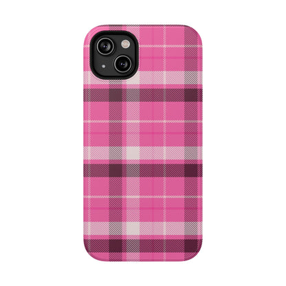 Pink Plaid MagSafe Tough iPhone Case