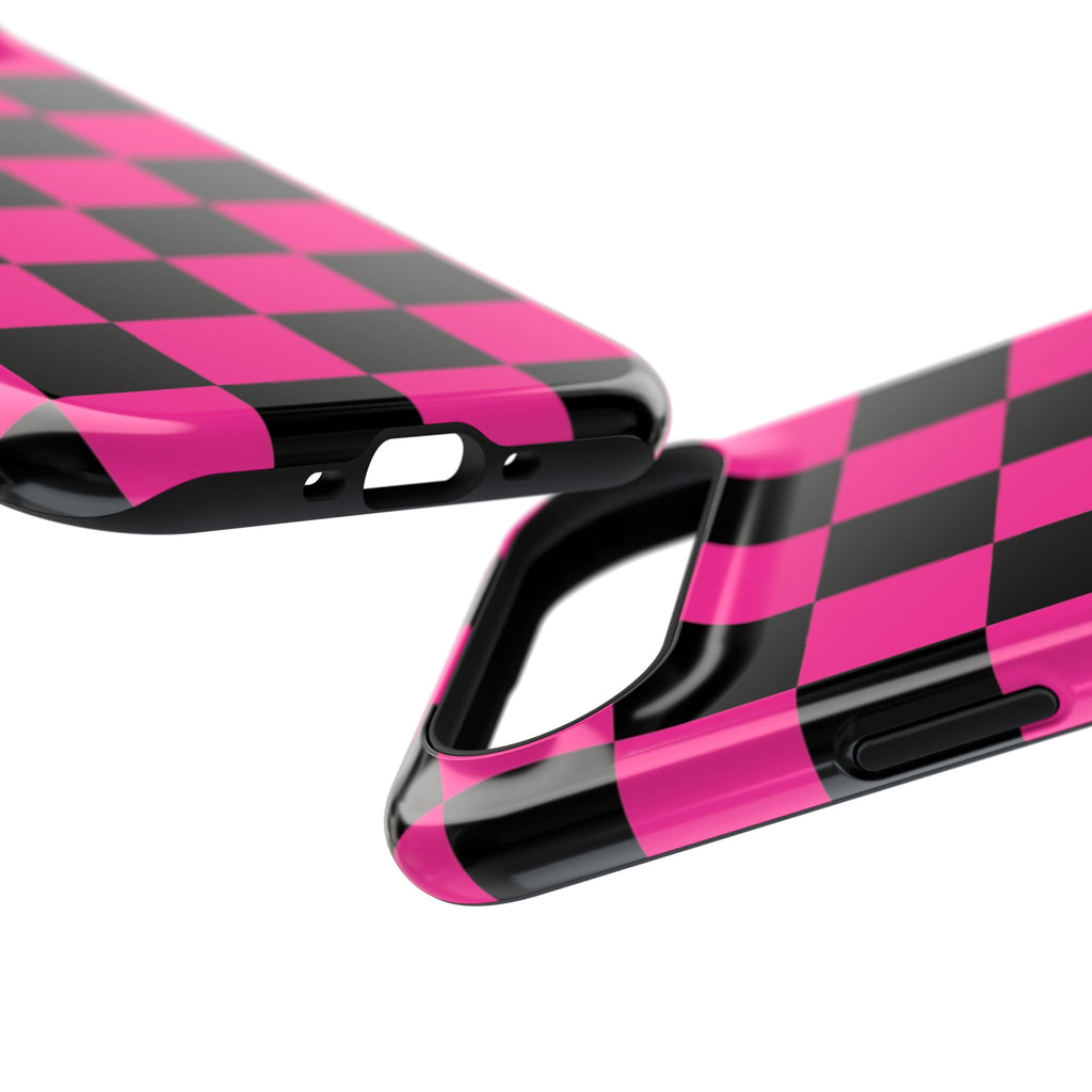 Pink Grid Tough iPhone Case