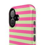 Pink and Green Stripes Tough iPhone Case