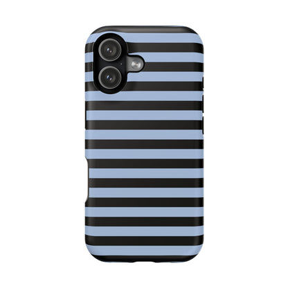 Faded Blue and Black Stripes MagSafe Tough iPhone Case