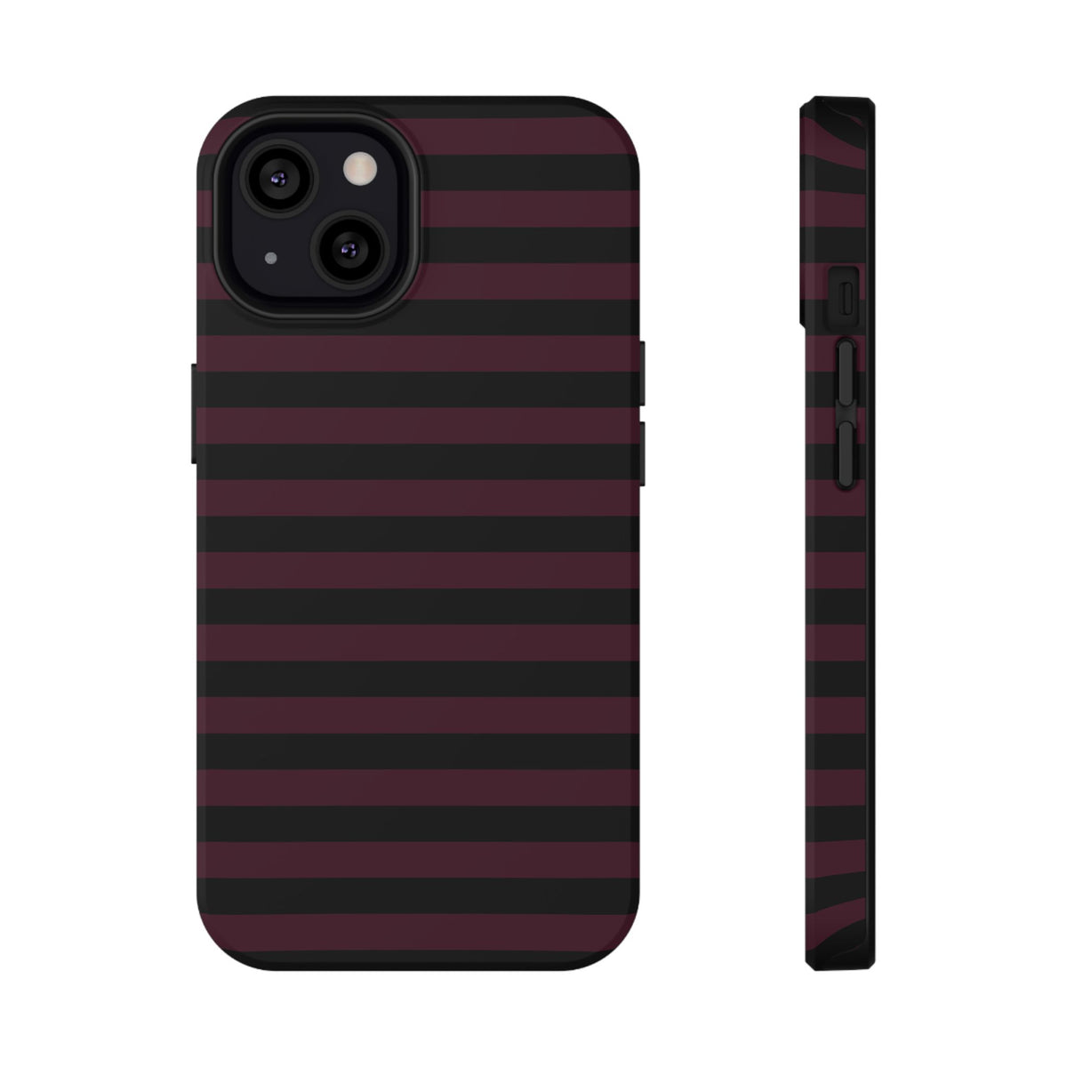 Burgundy and Black Stripes MagSafe Tough iPhone Case