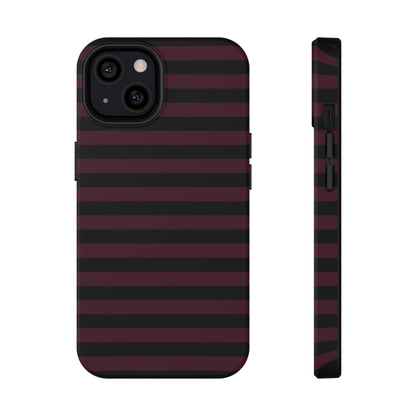 Burgundy and Black Stripes MagSafe Tough iPhone Case