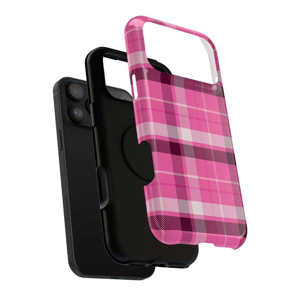 Pink Plaid Tough iPhone Case