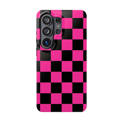 Pink Grid Tough Samsung Case