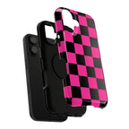 Pink Grid Tough iPhone Case