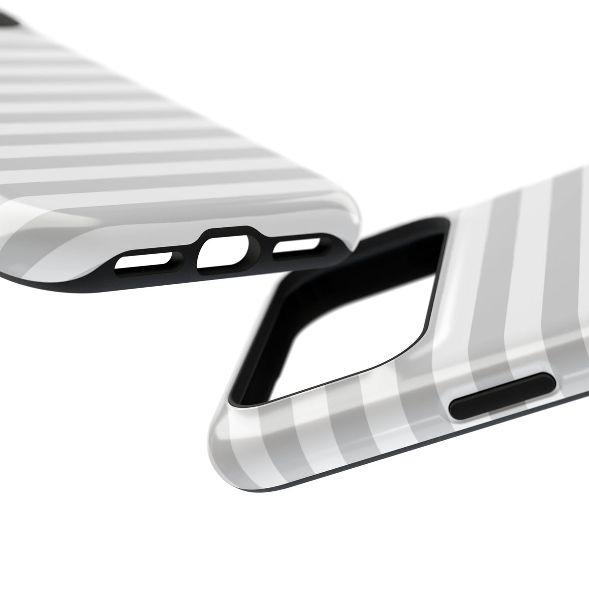 White and Grey Stripes MagSafe Tough iPhone Case