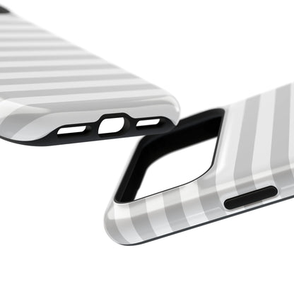 White and Grey Stripes MagSafe Tough iPhone Case