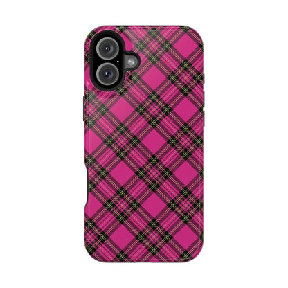 Pink Tartan MagSafe Tough iPhone Case