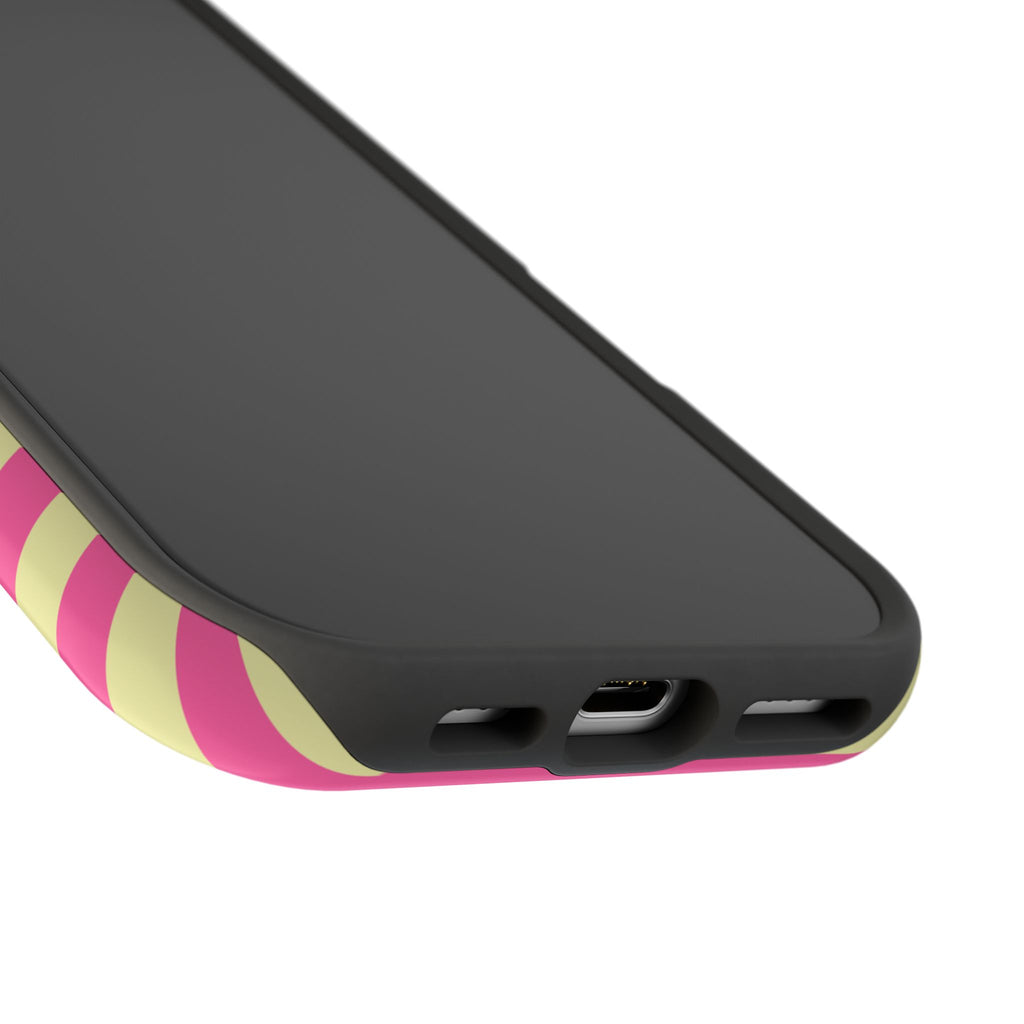 Yellow and Pink Stripes Tough iPhone Case