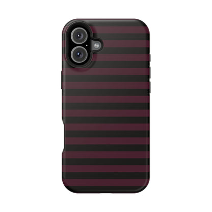 Burgundy and Black Stripes MagSafe Tough iPhone Case