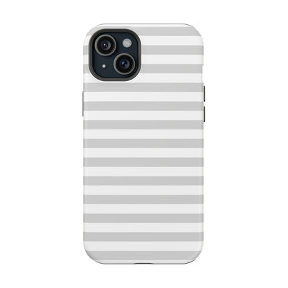 White and Grey Stripes MagSafe Tough iPhone Case