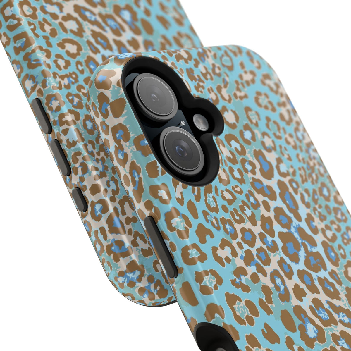 Faded Blue Leopard MagSafe Tough iPhone Case
