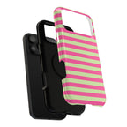 Pink and Green Stripes Tough iPhone Case