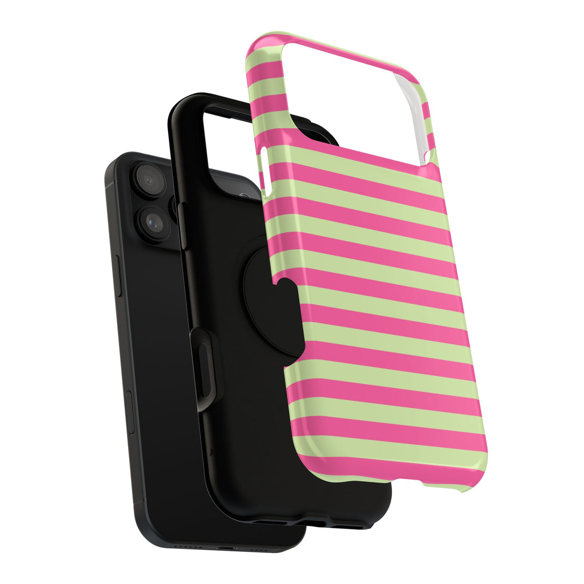 Pink and Green Stripes Tough iPhone Case